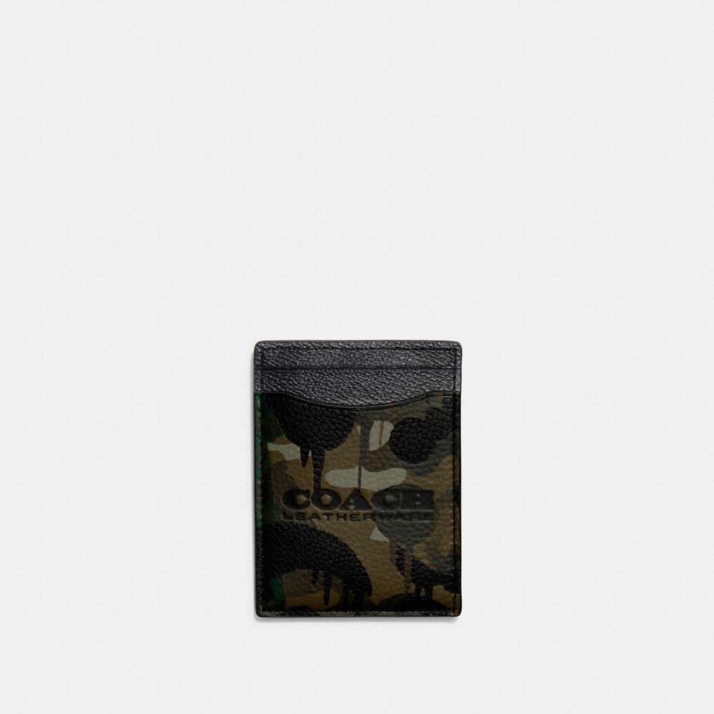 Money Clip Card Case In Signature Canvas With Camo Print - CA300 - Charcoal Multi