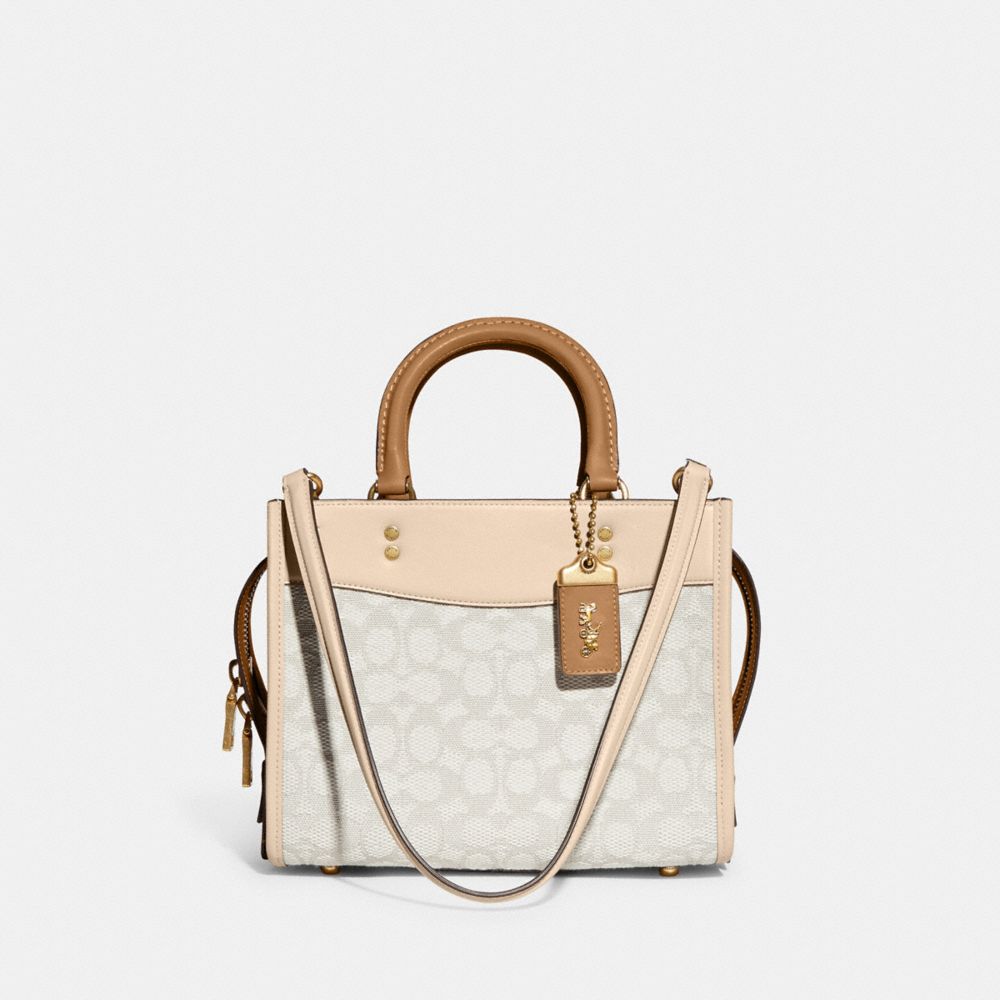 COACH CA302 Rogue 25 In Signature Textile Jacquard BRASS/CHALK IVORY MULTI