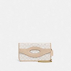 Foldover Cut Out Clutch Crossbody In Signature Jacquard - CA358 - B4/Chalk Ivory