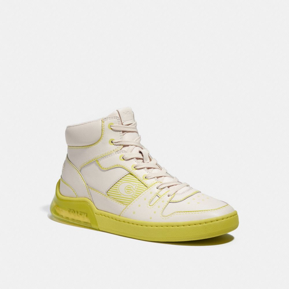 COACH CA361 Citysole High Top Sneaker With Trompe L'oeil CHALK/KEYLIME