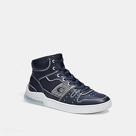 COACH CA361 Citysole High Top Sneaker With Trompe L'oeil Midnight-Navy/Optic-White