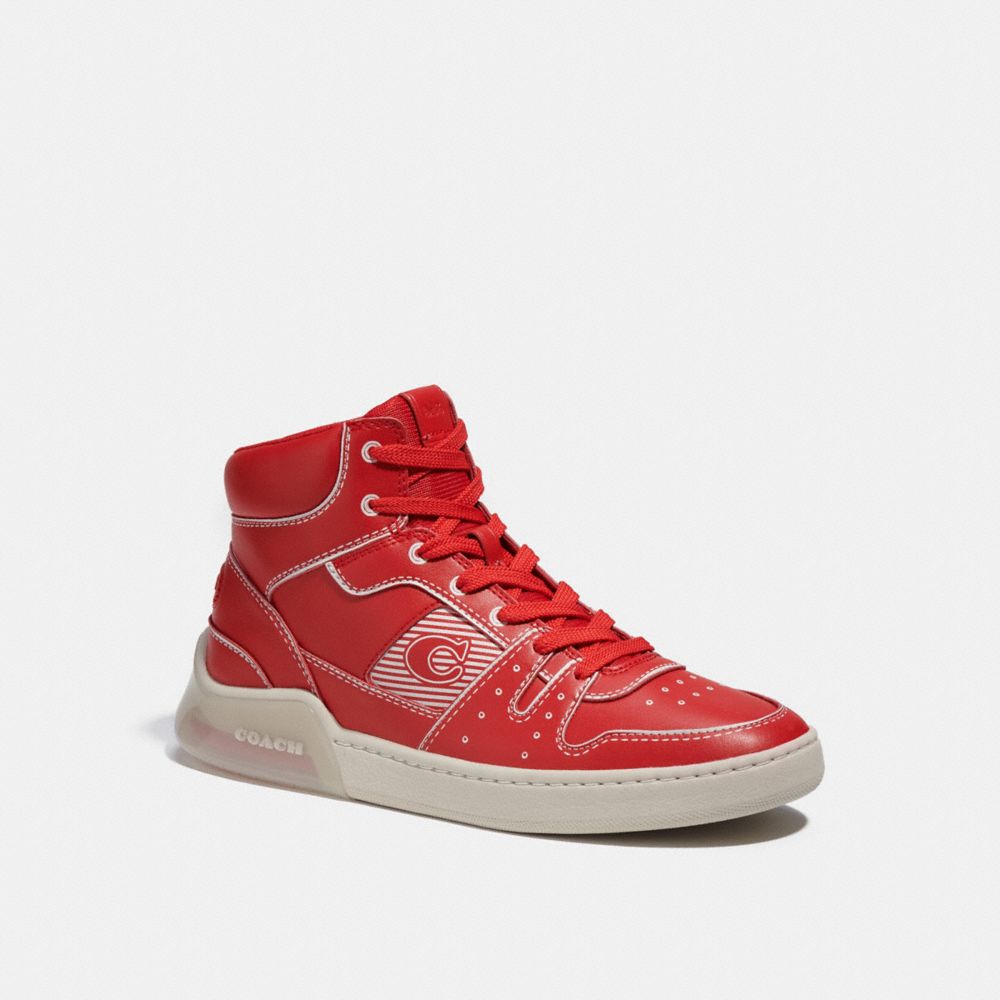 COACH CA361 Citysole High Top Sneaker With Trompe L'oeil Sport Red/Steam