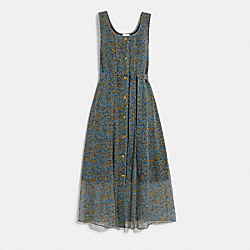 Long Print Dress - CA370 - Blue/Yellow