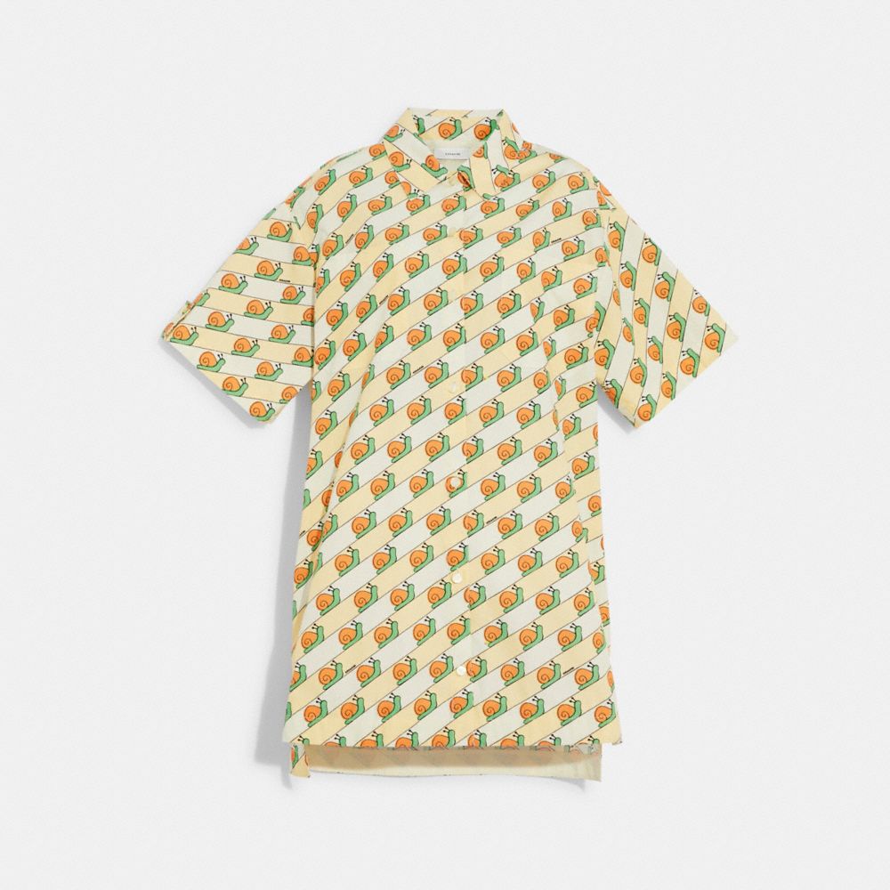 Snail Print Shirt Dress - CA373 - Yellow