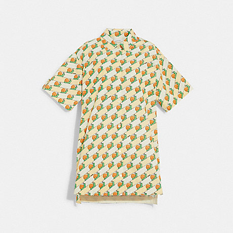 COACH CA373 Snail Print Shirt Dress Yellow