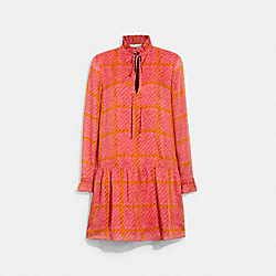 Bonnie Cashin Plaid Drop Waist Mini Dress - CA381 - Pink/Yellow