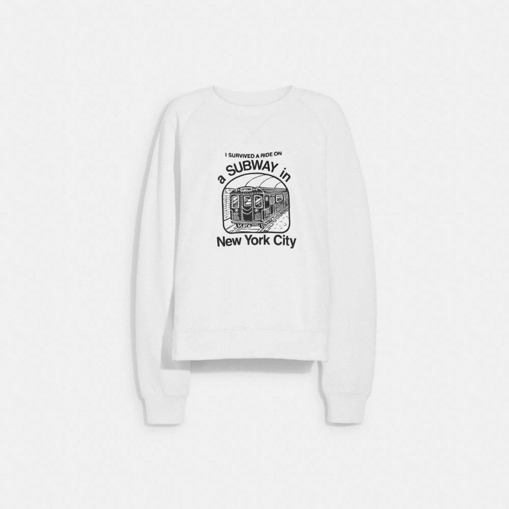 COACH CA388 Subway Sweatshirt In Organic Cotton White