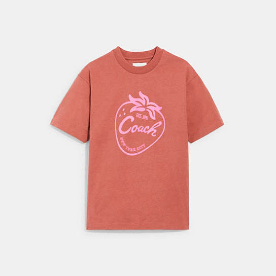 CA389 - Strawberry Skater T Shirt In Organic Cotton Rose