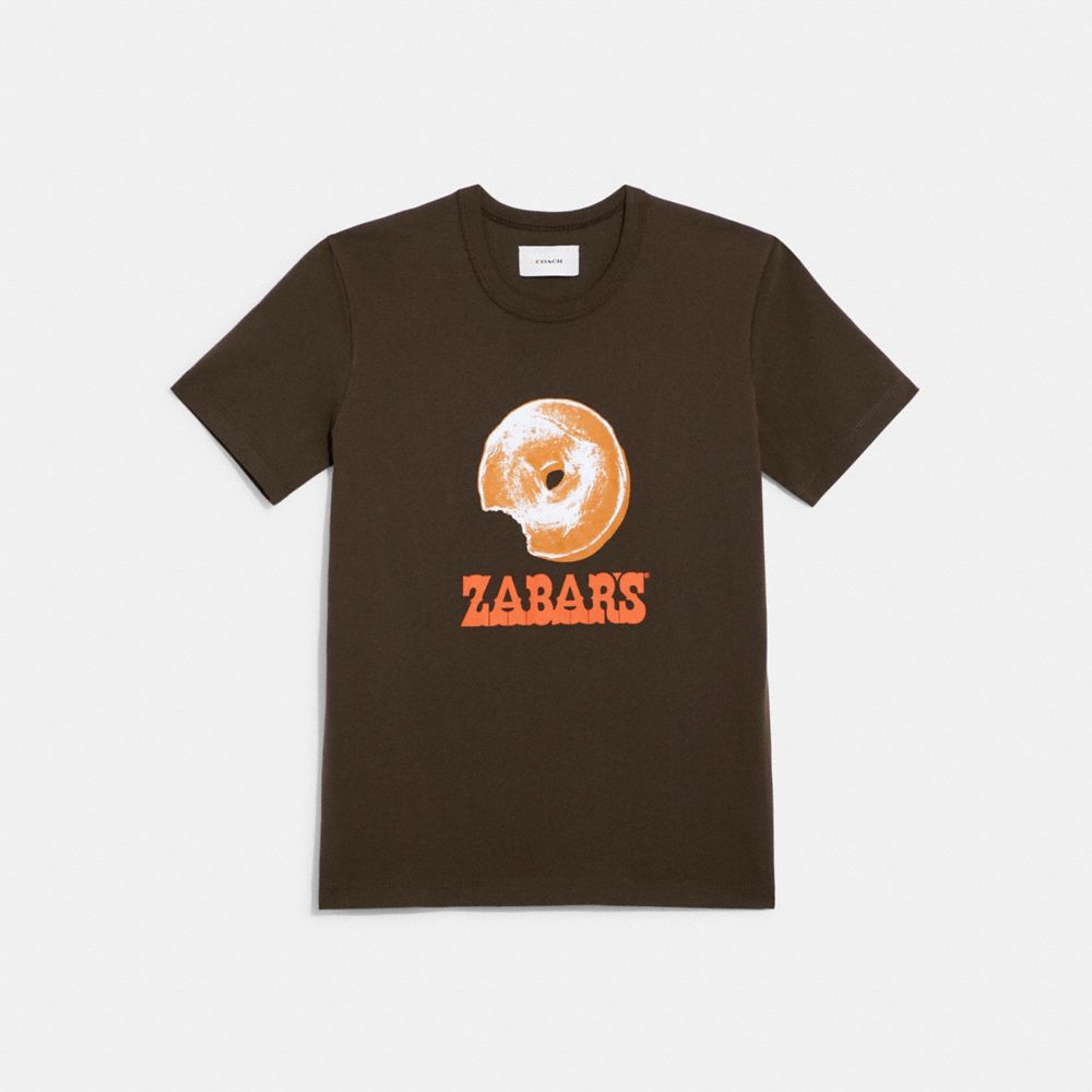 COACH CA404 Zabar's T Shirt In Organic Cotton DARK BROWN