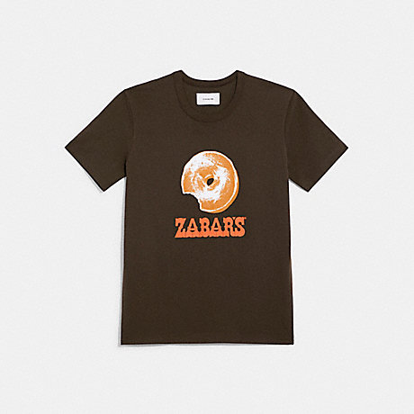 COACH CA404 Zabar's T Shirt In Organic Cotton Dark Brown