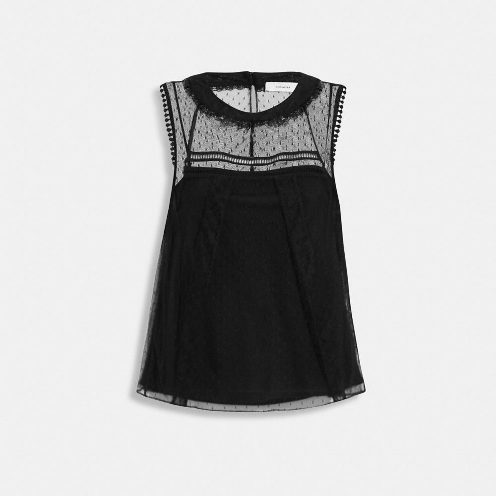 COACH CA423 Lace Sleeveless Top BLACK