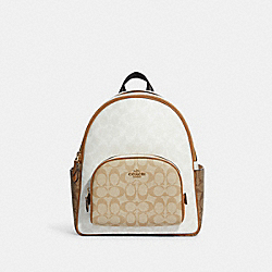 Court Backpack In Blocked Signature Canvas - CA439 - GOLD/CHALK/GLACIER WHITE MULTI