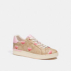 Clip Low Top Sneaker In Signature Canvas - CA450 - Khaki/ Light Pink