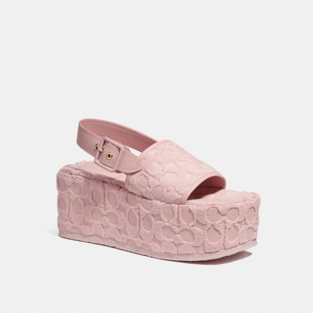 COACH CA467 Noelle Sandal In Signature Terry Cloth Carnation