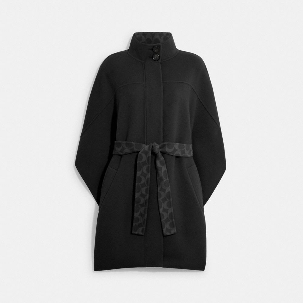 Double Face Wool Cape - CA489 - Black