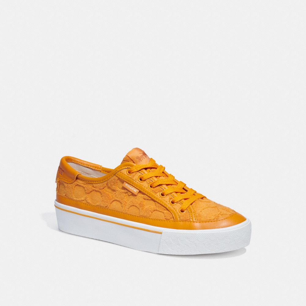 COACH CA499 Citysole Platform Sneaker In Signature Terry Cloth Papaya