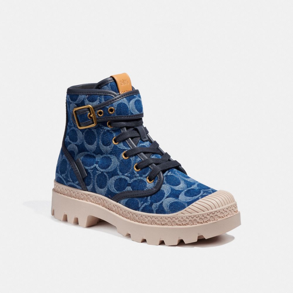 COACH CA510 Trooper Mid Top Boot In Signature Denim Denim