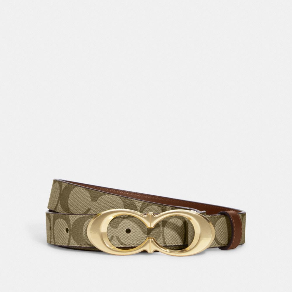 COACH CA516 Signature Buckle Belt, 25 Mm Gold/Khaki Saddle