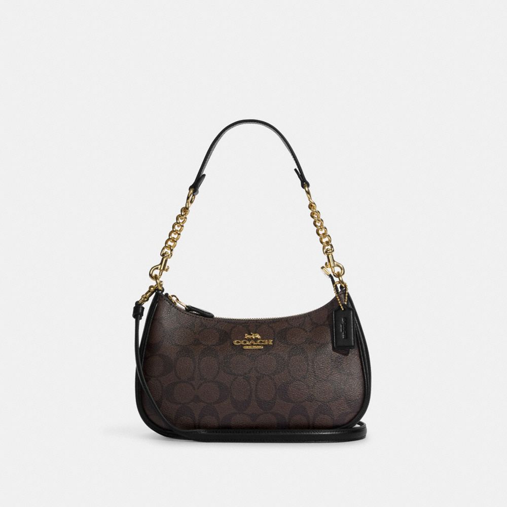 COACH CA548 Teri Shoulder Bag In Signature Canvas GOLD/BROWN BLACK