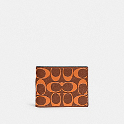 COACH CA550 Slim Billfold Wallet In Signature Leather SADDLE/PAPAYA