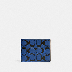 COACH CA550 Slim Billfold Wallet In Signature Leather BLUE FIN/BLACK