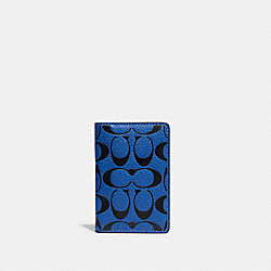 COACH CA551 Card Wallet In Signature Leather BLUE FIN/BLACK