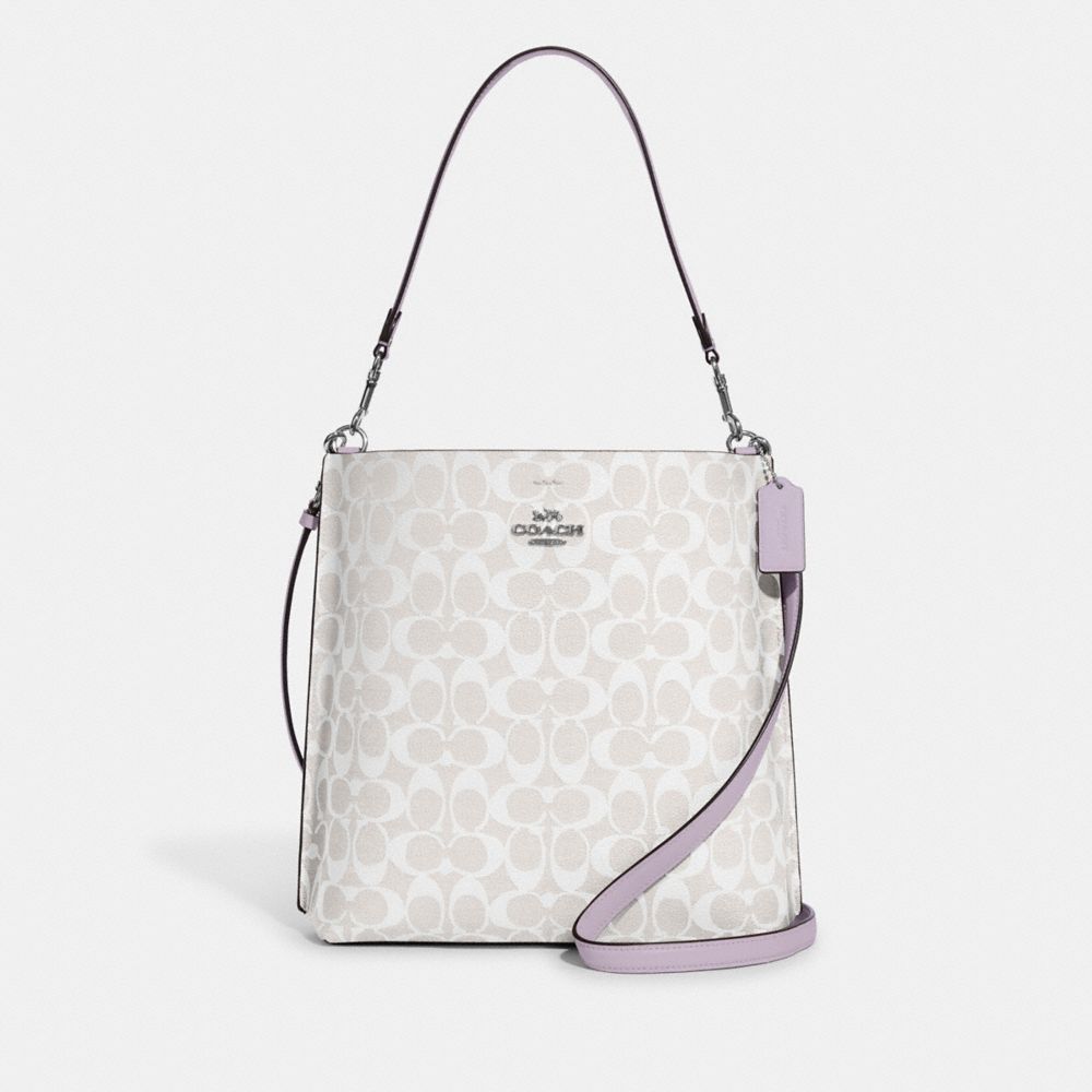 COACH CA561 Mollie Bucket Bag In Signature Canvas Silver/Chalk/Mist