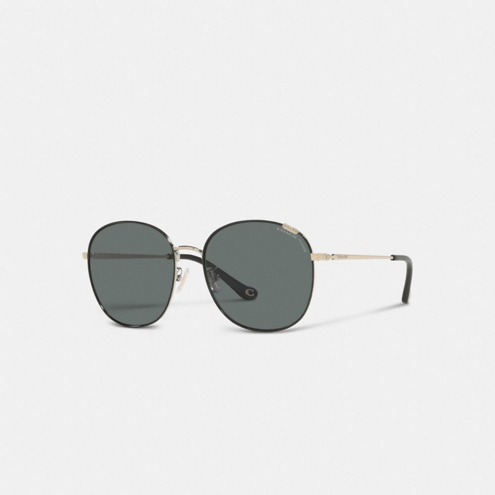 CA573 - Metal Round Sunglasses Black/ Shiny Light Gold