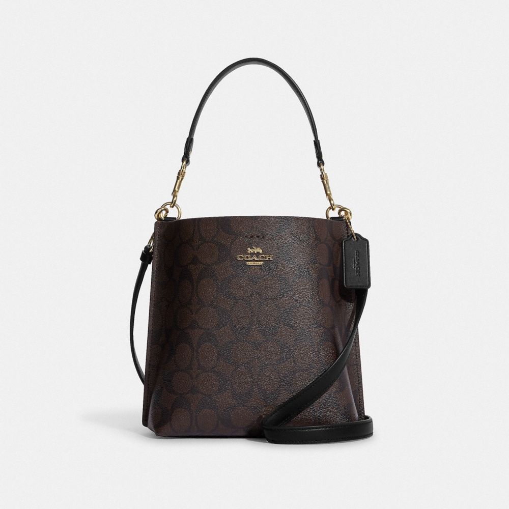 COACH CA582 - Mollie Bucket Bag 22 In Signature Canvas GOLD/BROWN BLACK