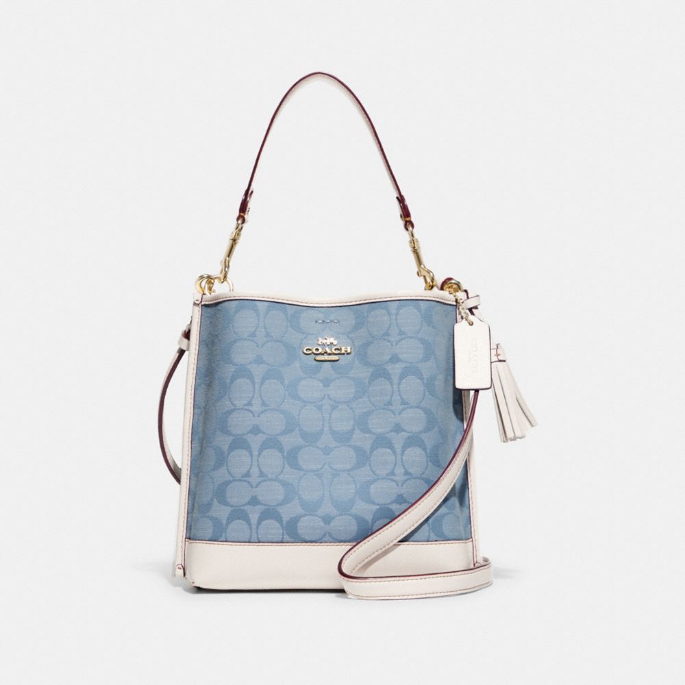 MOLLIE BUCKET BAG 22 IN SIGNATURE CHAMBRAY