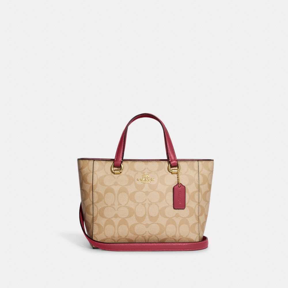 COACH CA613 Alice Satchel In Signature Canvas Gold/Light Khaki Rouge