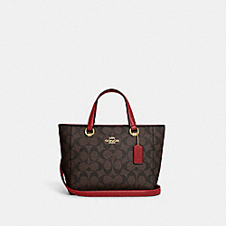 Alice Satchel In Signature Canvas - CA613 - Gold/Brown 1941 Red