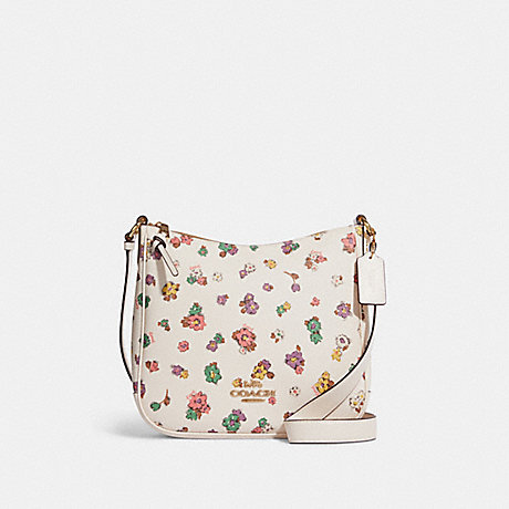 COACH CA617 Ellie File Bag With Spaced Floral Field Print Gold/Chalk Multi