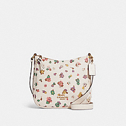 Ellie File Bag With Spaced Floral Field Print - CA617 - Gold/Chalk Multi
