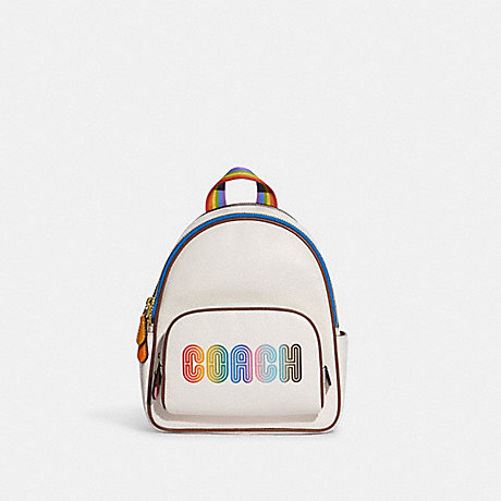 COACH CA624 Mini Court Backpack With Rainbow Coach GOLD/CHALK-MULTI