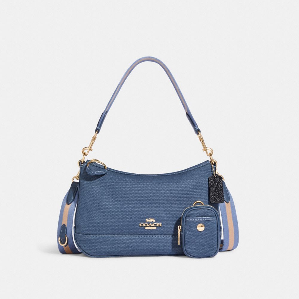 COACH CA626 Ellis Shoulder Bag Gold/MIDNIGHT MULTI