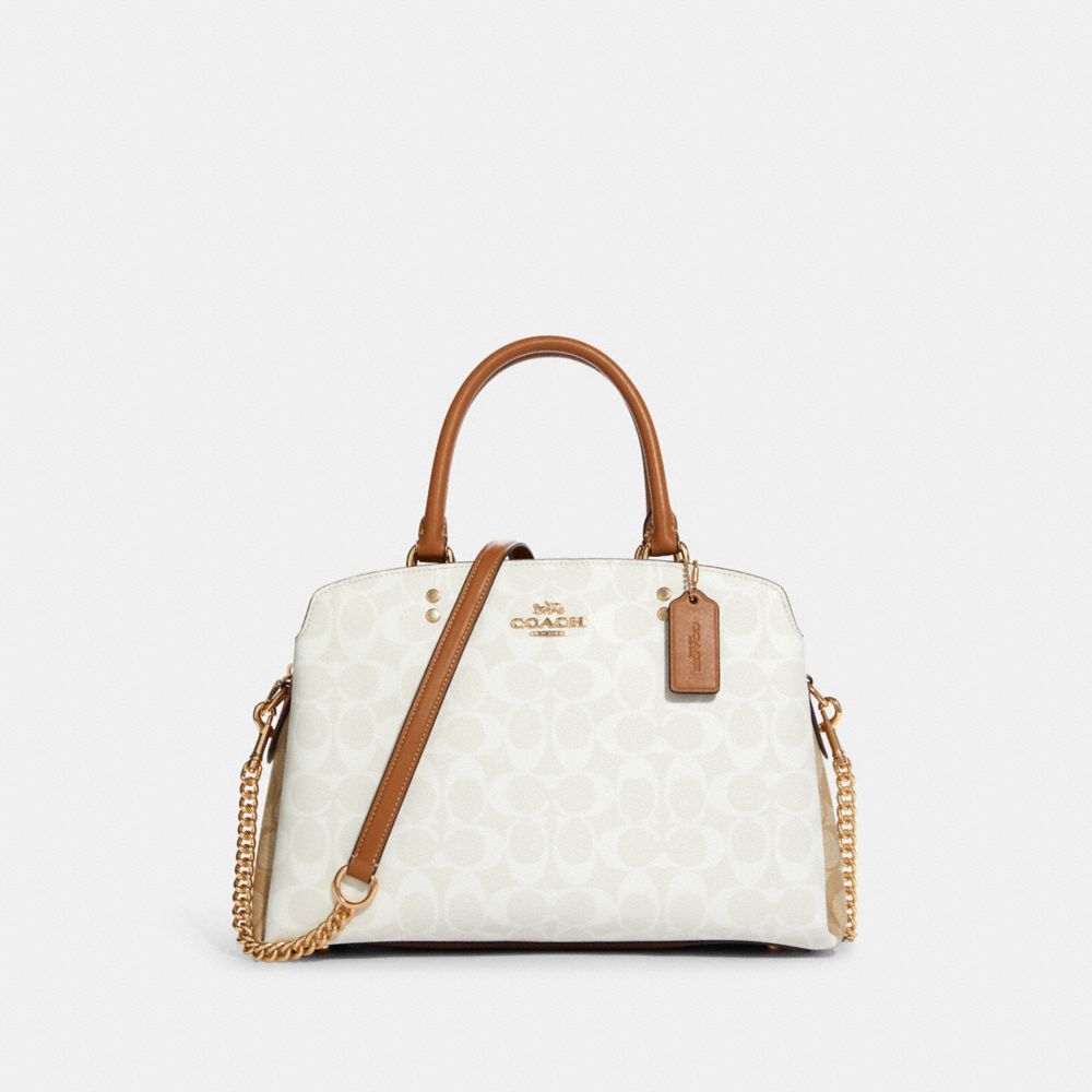 COACH CA628 - Lillie Carryall In Blocked Signature Canvas GOLD/CHALK/GLACIER WHITE MULTI