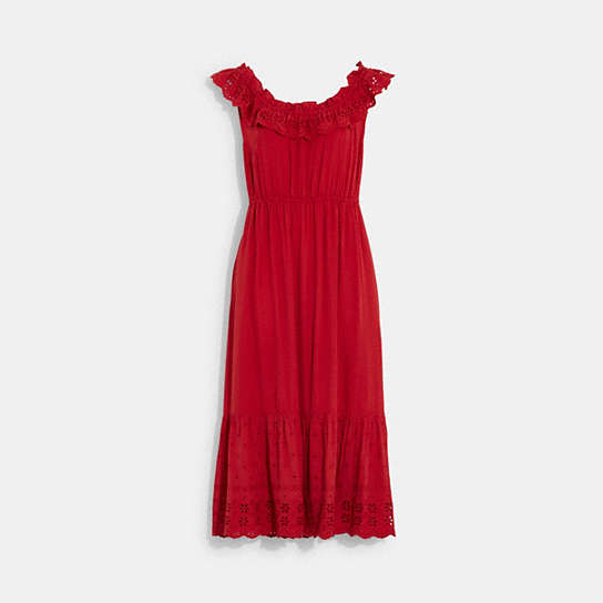 CA680 - Sleeveless Ruffle Dress True Red