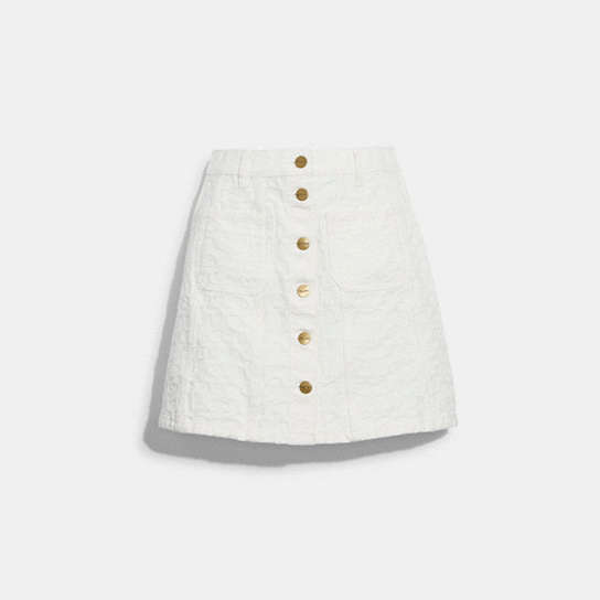 CA687 - Signature Denim Skirt Bleach White