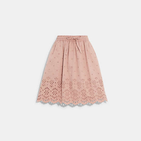CA688 - Broderie Anglaise Mini Skirt In Organic Cotton Faded Pink