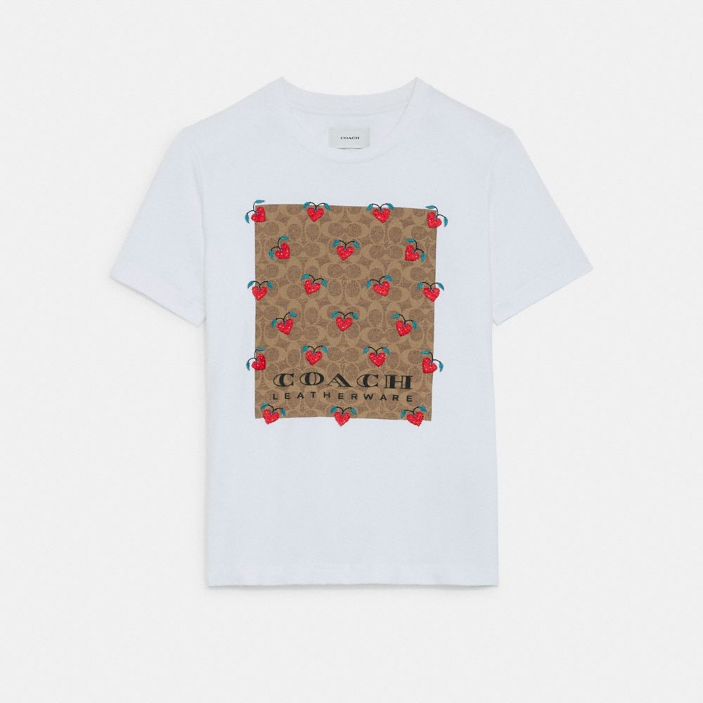 CA696 - Signature Strawberry T Shirt In Organic Cotton White