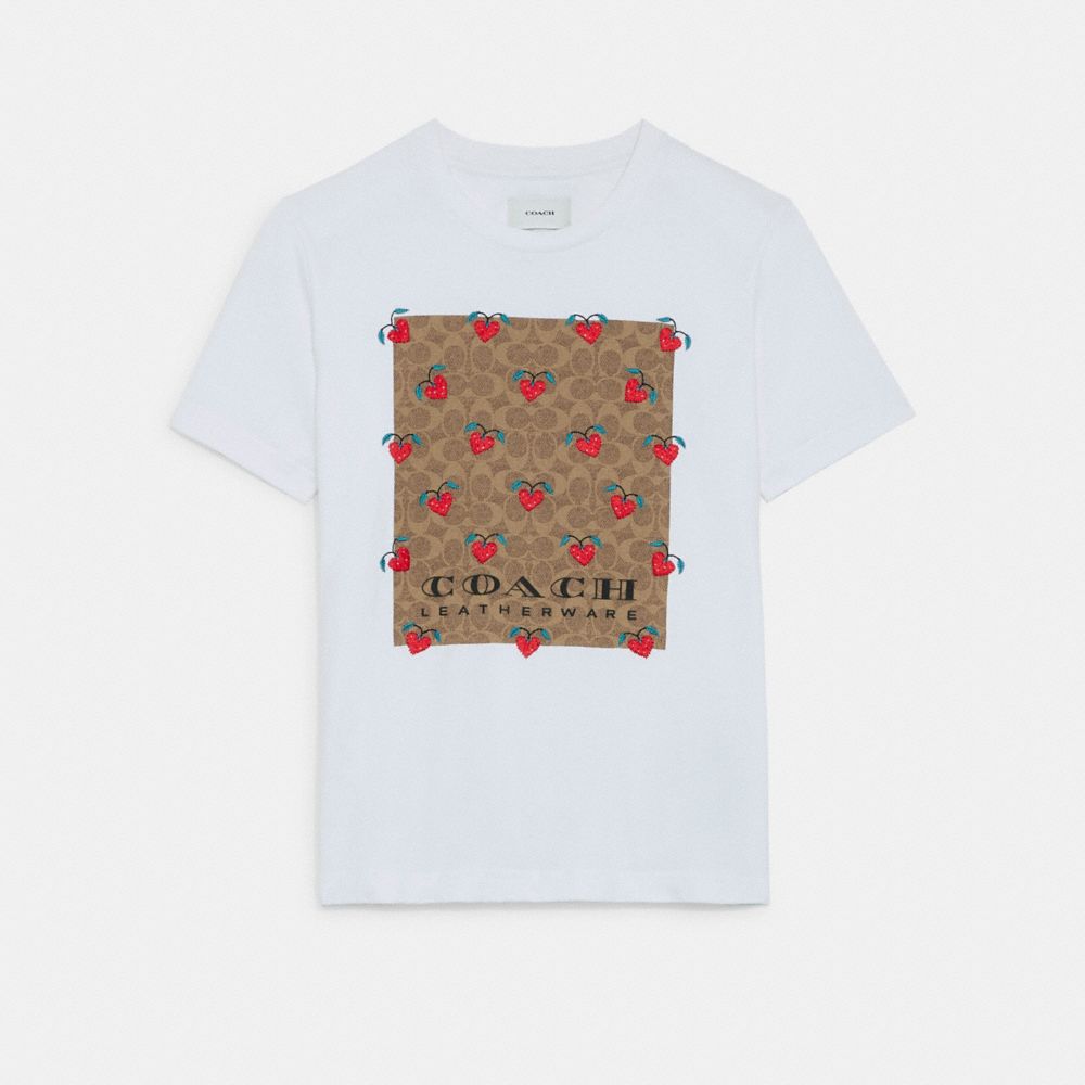 SIGNATURE STRAWBERRY T-SHIRT IN ORGANIC COTTON