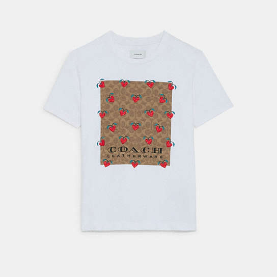 CA696 - Signature Strawberry T Shirt In Organic Cotton White
