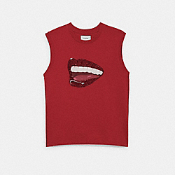 COACH CA698 Coach X Tom Wesselmann Sleeveless T Shirt In Organic Cotton RED