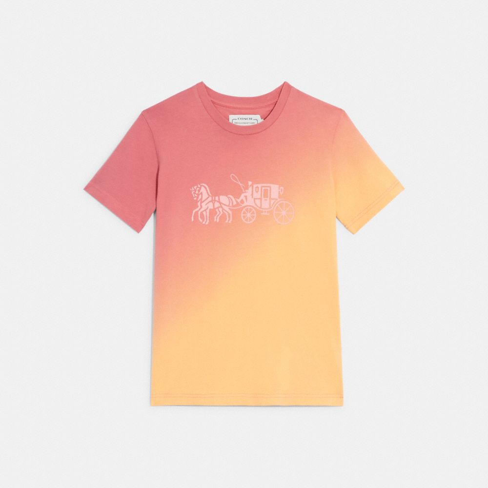 COACH CA708 Ombre Horse And Carriage T Shirt In Organic Cotton Multi