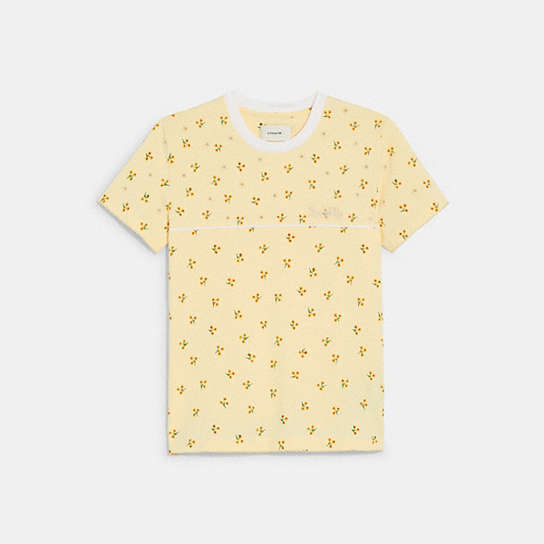 CA710 - Ditsy Floral T Shirt In Organic Cotton Cream/Yellow