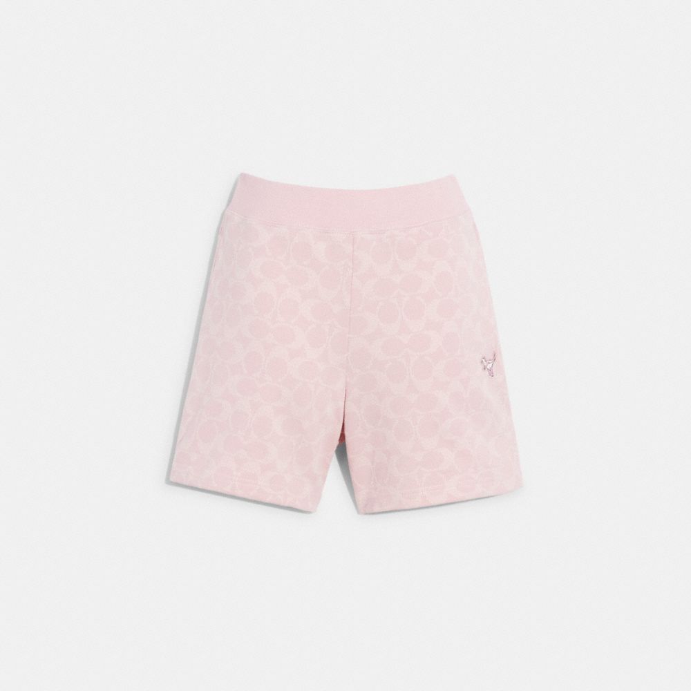 COACH CA714 Signature Sweat Shorts Pink/White
