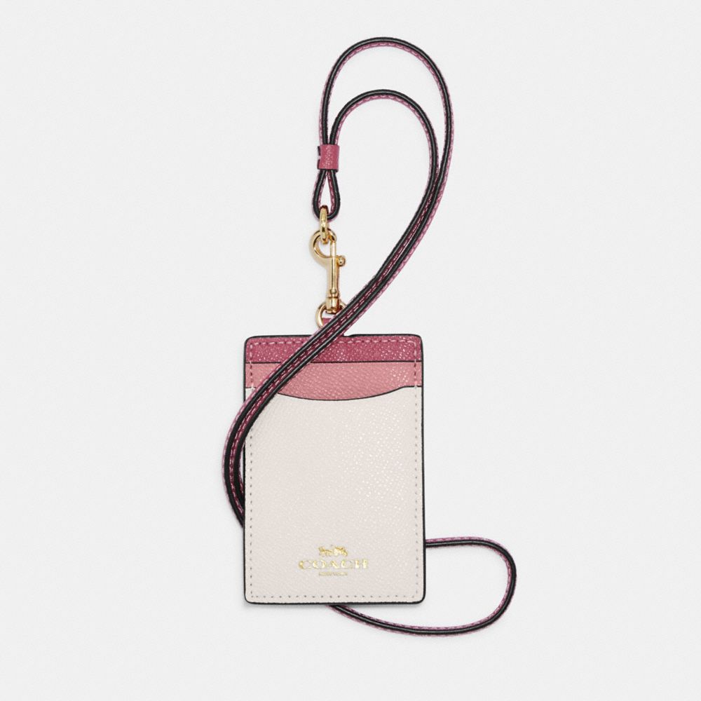 COACH CA824 Id Lanyard In Colorblock Gold/Chalk Multi