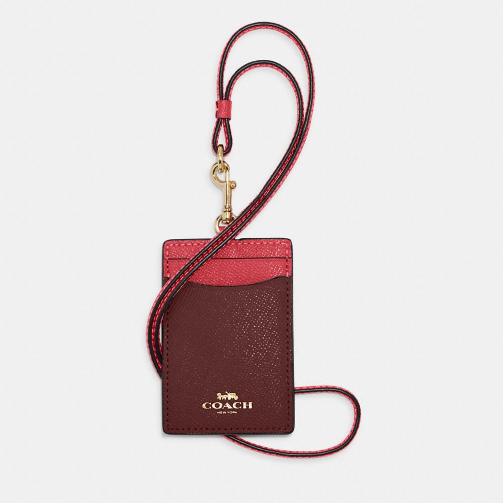 COACH CA824 Id Lanyard In Colorblock IM/WATERMELON/WINE