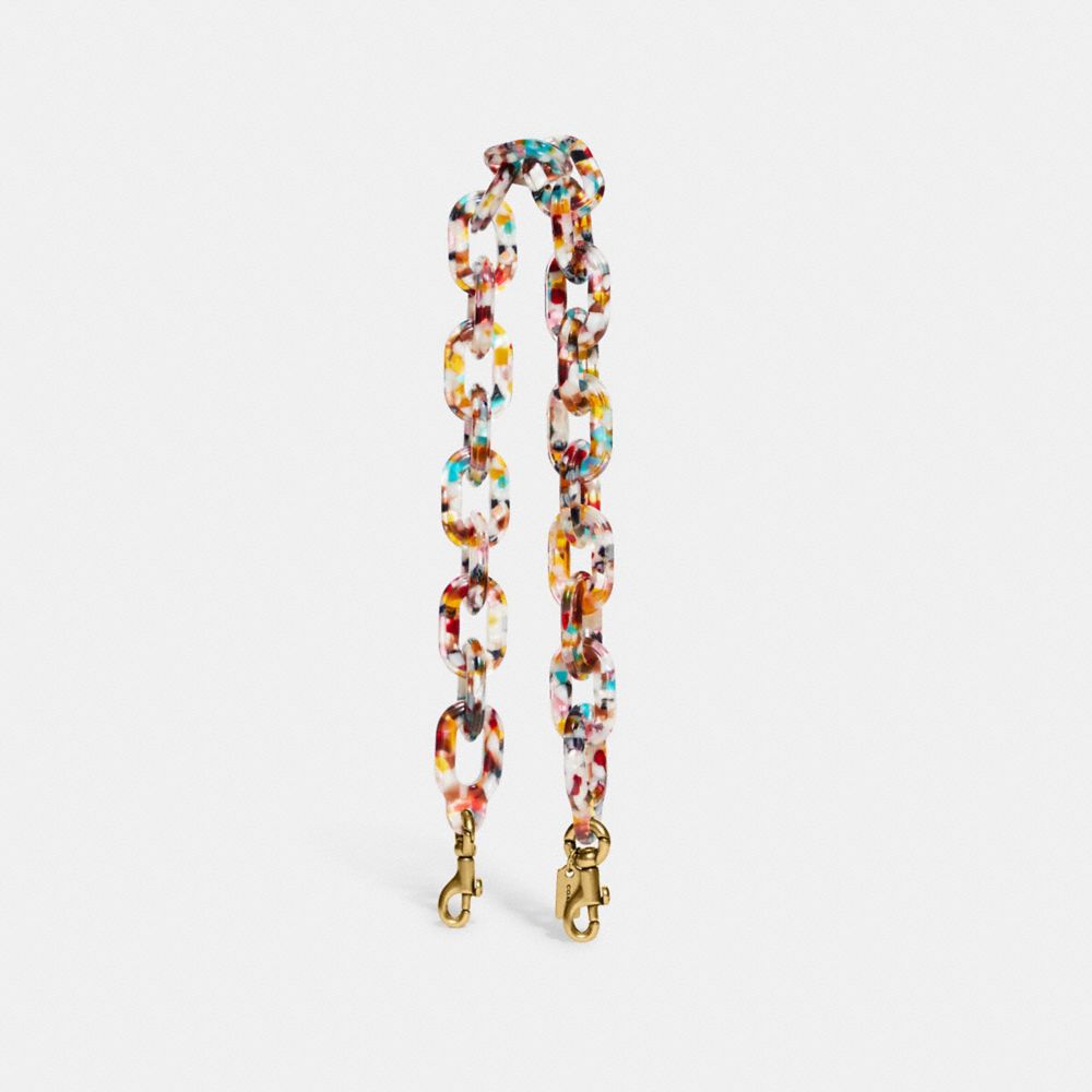 COACH CA836 Short Chain Strap With Recycled Resin Brass/Multi
